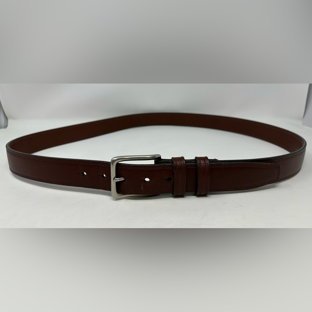 Torino‎ Mens Brown 1.25" Brown Italian Calf Polished Silver Buckle Size 48 USA